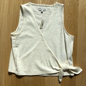 White Sleeveless Wrap Top